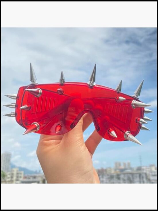 Punk Rocker Large Shield Spike Fashion Sunglasses with UV400 Protection main image 6